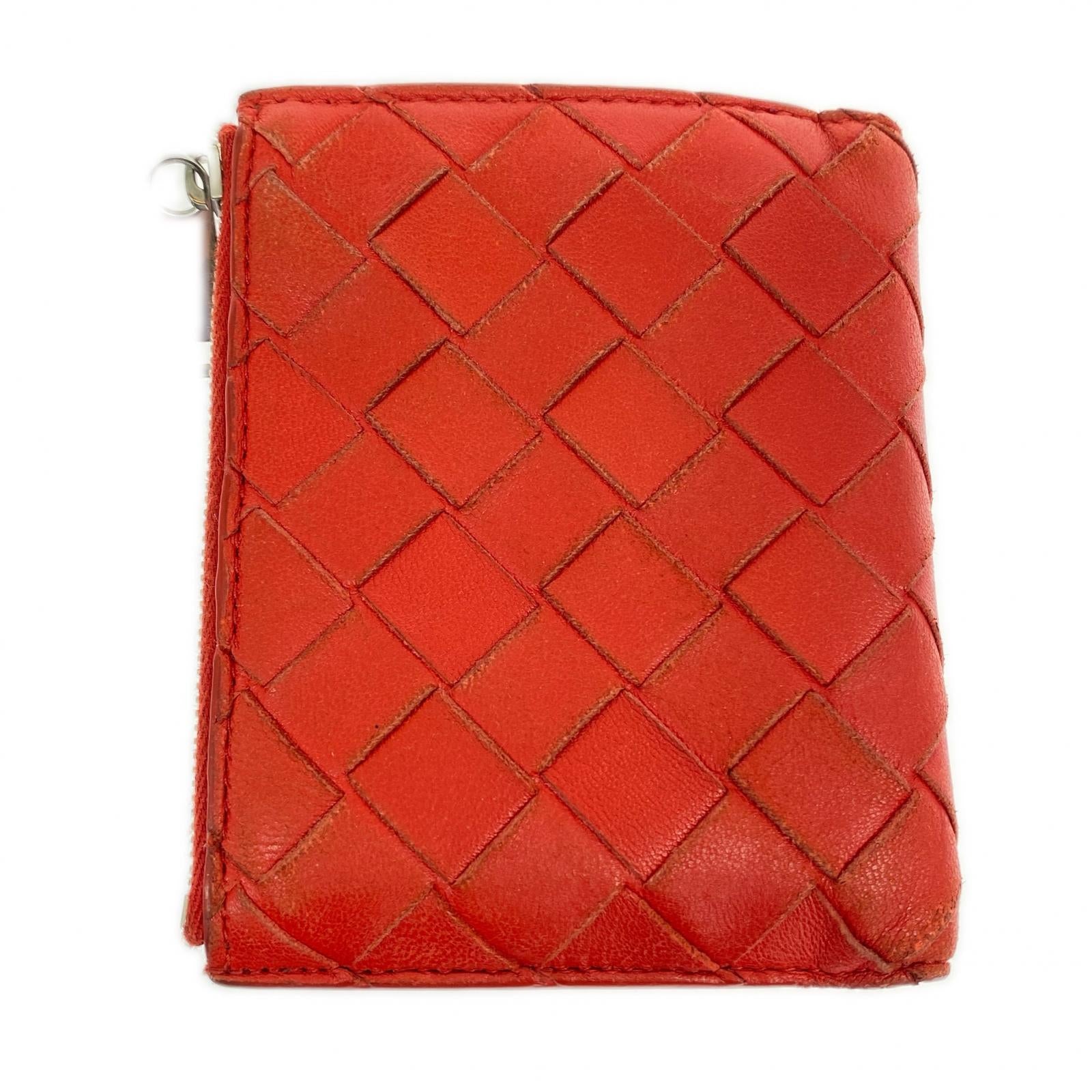 Bottega Veneta イントレチャート スモールコンパクトウォレット 赤