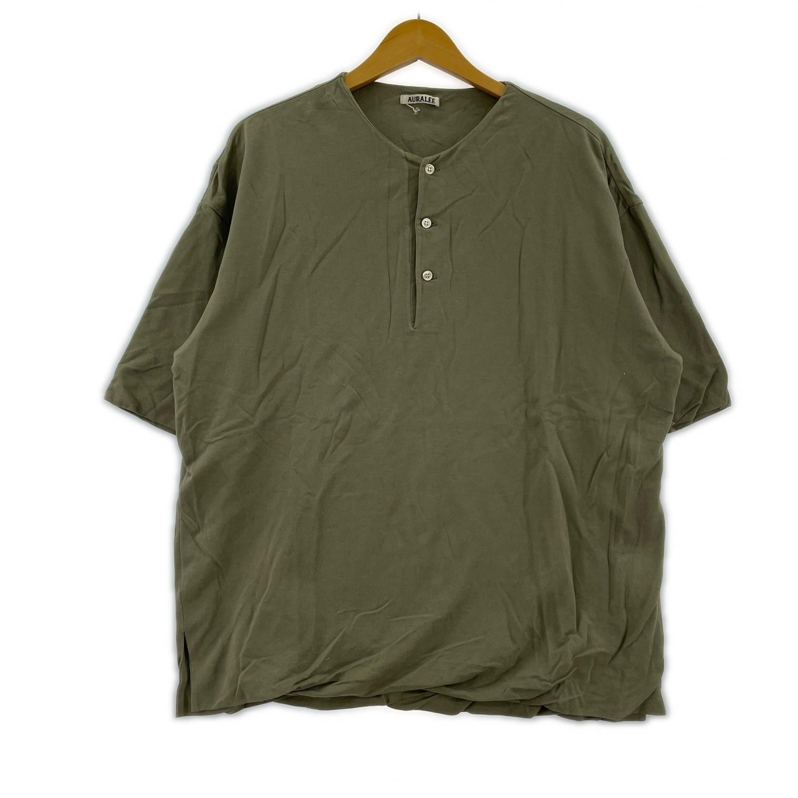 半袖Tシャツ AURALEE HIGH GAUGE PIQUE DOUBLE CLOTH HENLEY NECK A8SH02HK カーキ (4) 4 カーキ