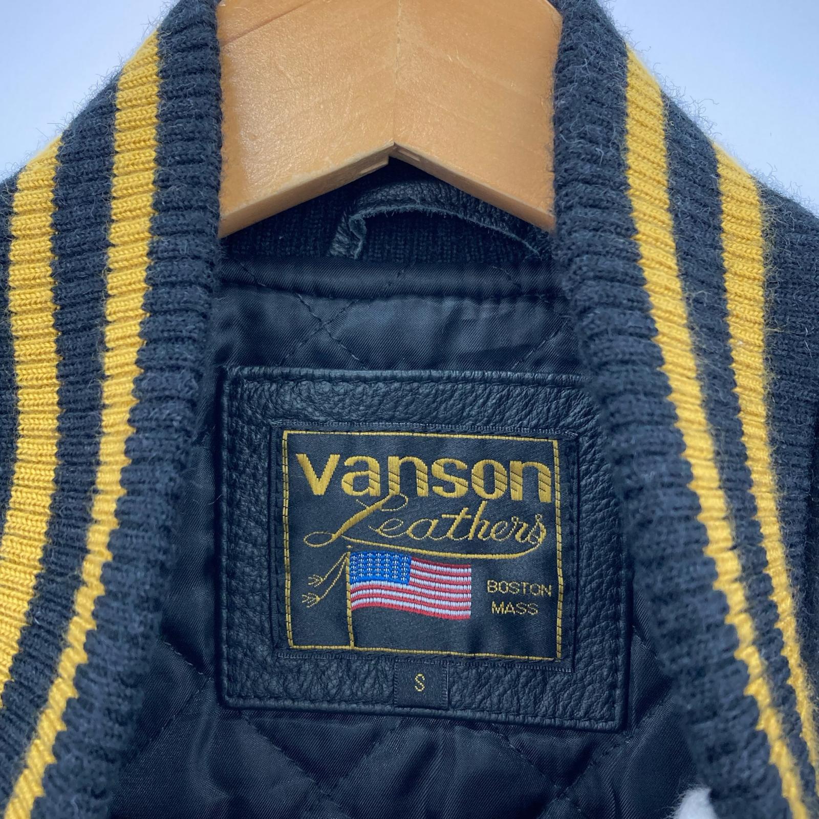 ジャケット VANSON ×VAN JACEKT フルデコ 袖レザー スタジャン S ブラック S ブラック