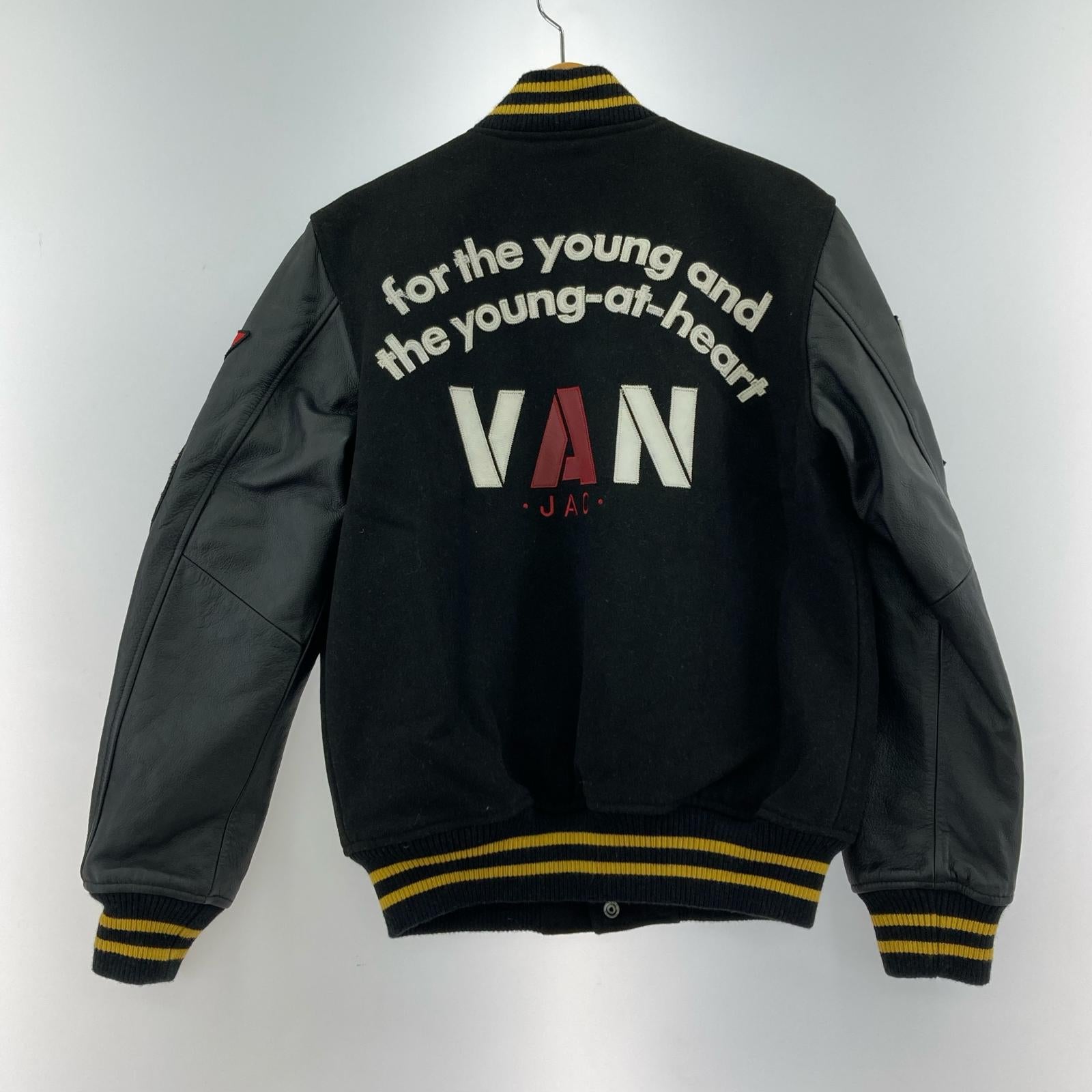 ジャケット VANSON ×VAN JACEKT フルデコ 袖レザー スタジャン S ブラック S ブラック