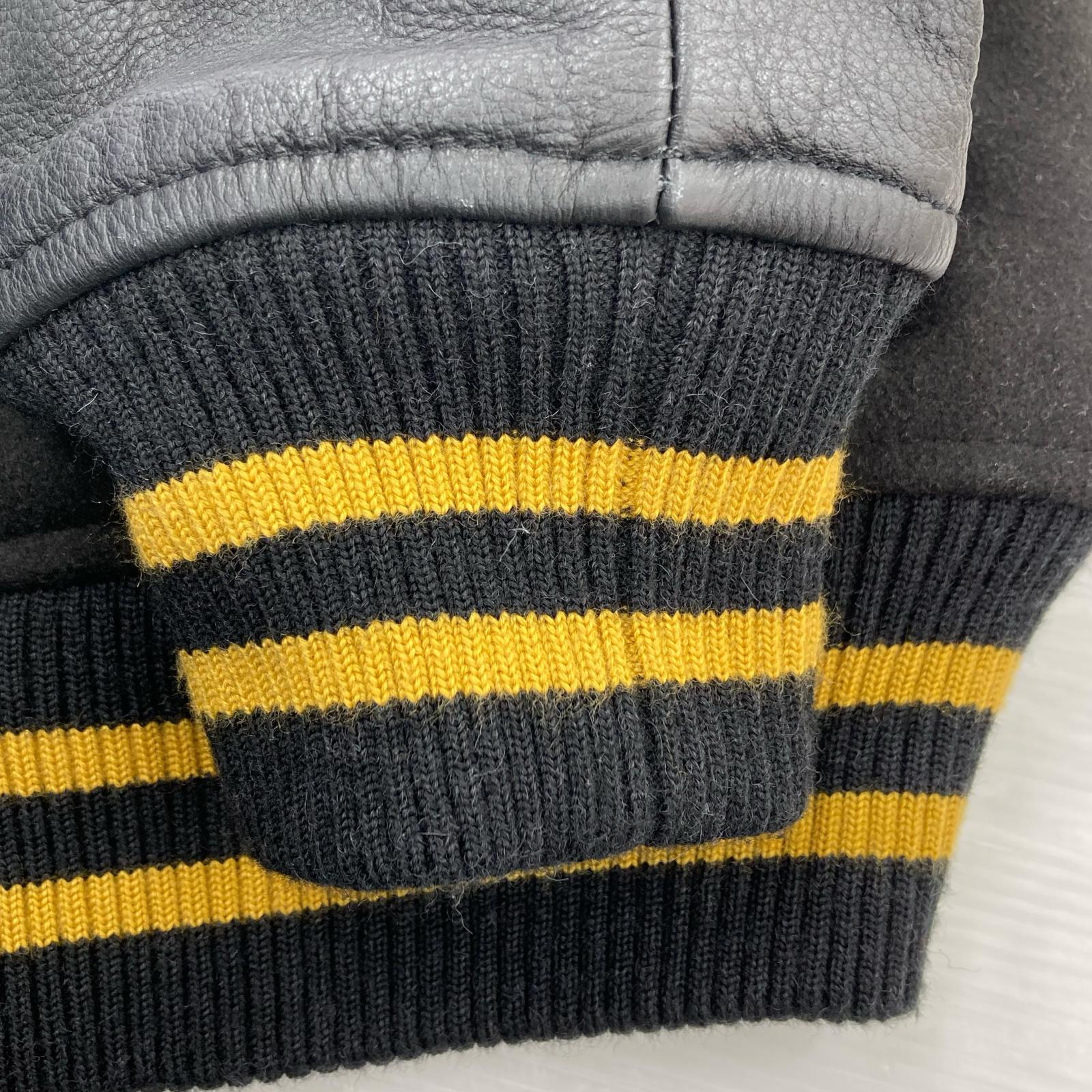 ジャケット VANSON ×VAN JACEKT フルデコ 袖レザー スタジャン S ブラック S ブラック