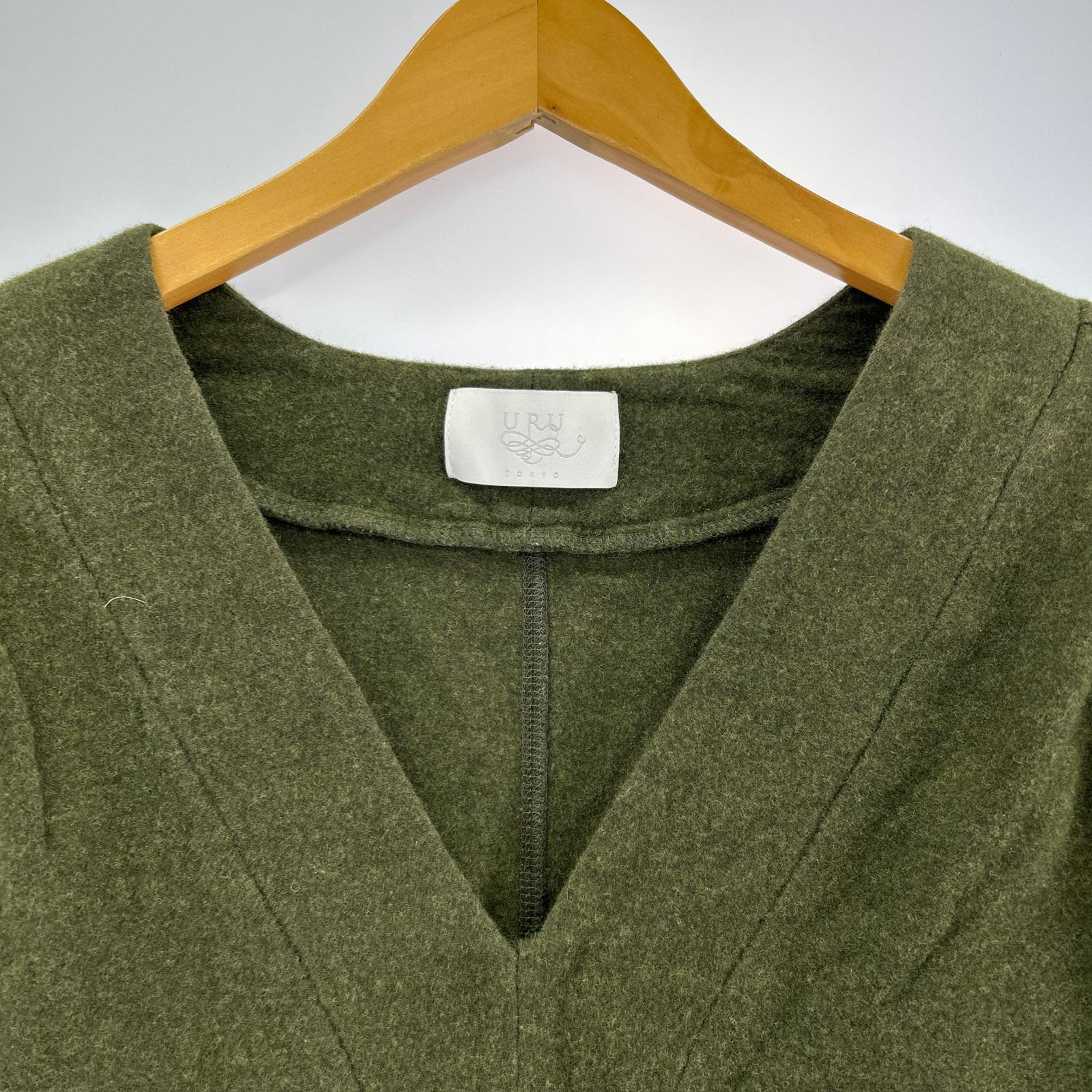 ニット 16AW ウールVネック グリーン フリー