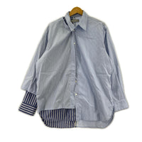 長袖シャツ WIZZARD DOCKING FLIP SHIRTS ストライプドッキングシャツ 1 ブルー