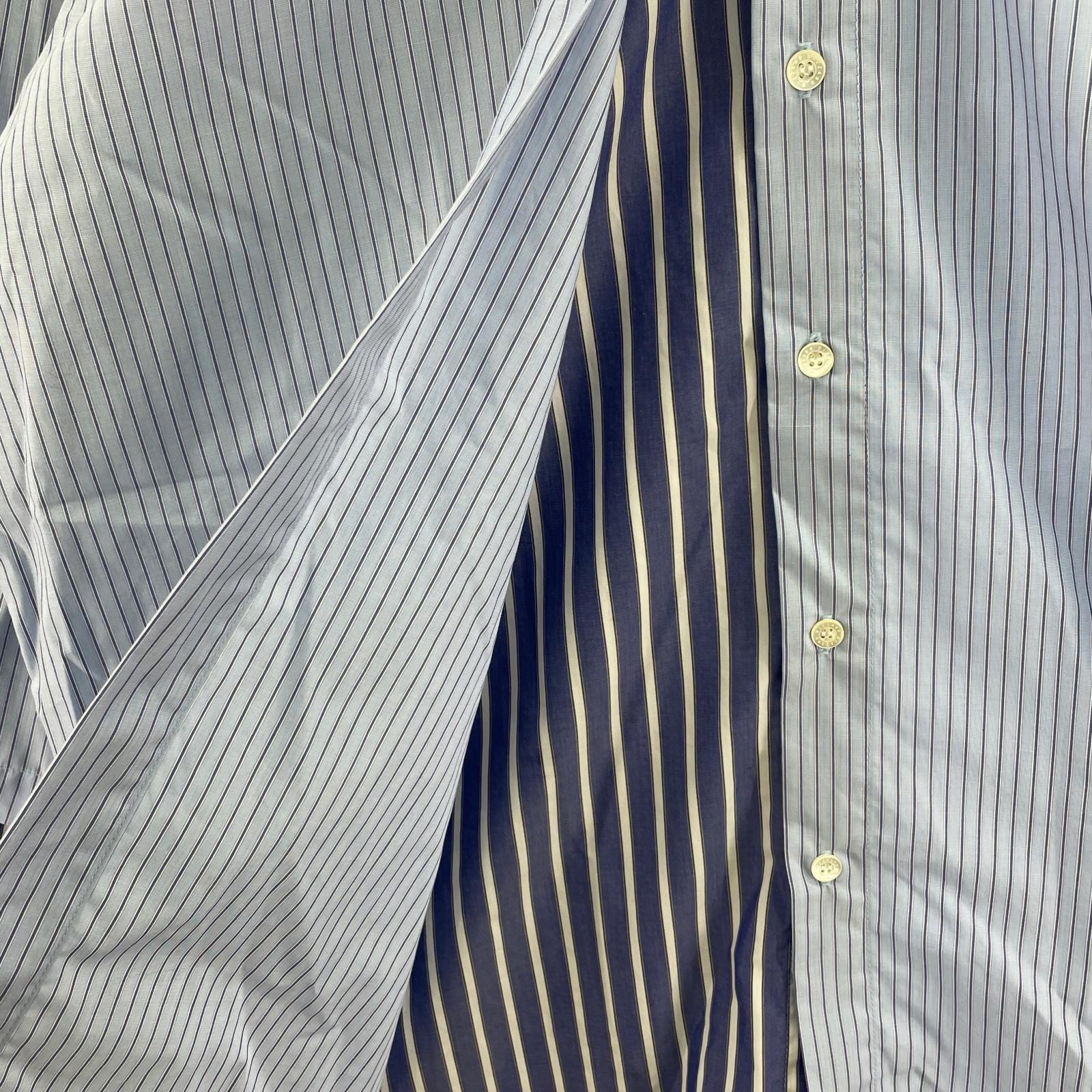 長袖シャツ WIZZARD DOCKING FLIP SHIRTS ストライプドッキングシャツ 1 ブルー