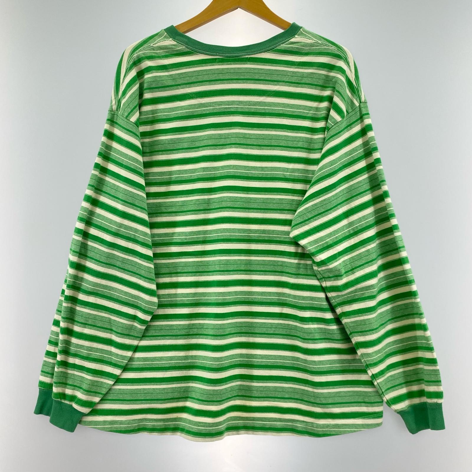 長袖Tシャツ OVERSIZE LONGSLEEVE ボーダー 2 グリーン