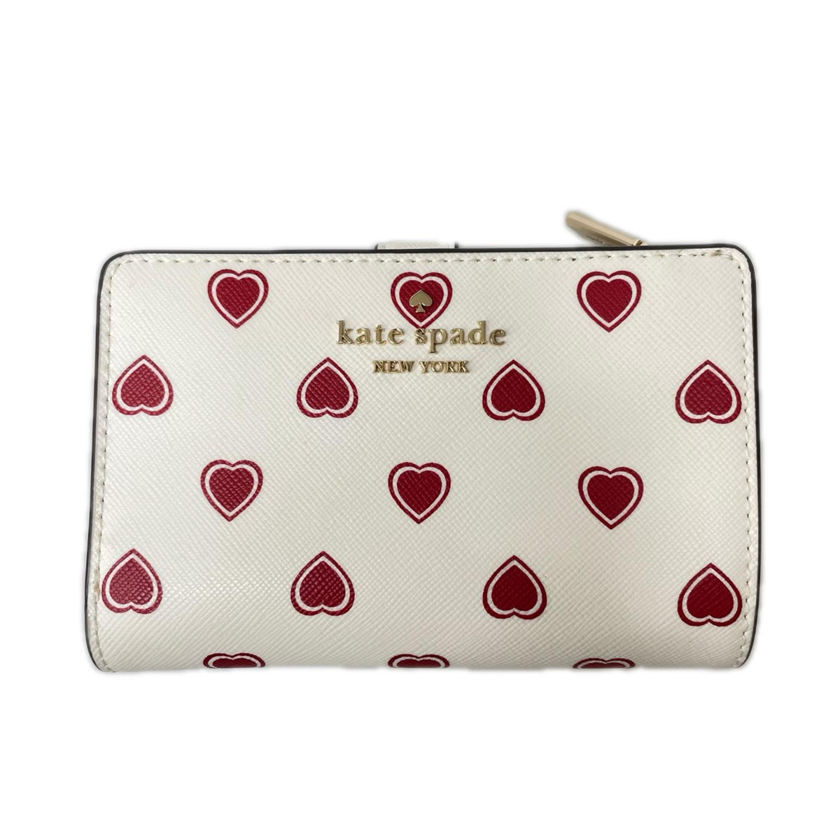 コンパクトウォレット ハート柄 ホワイト