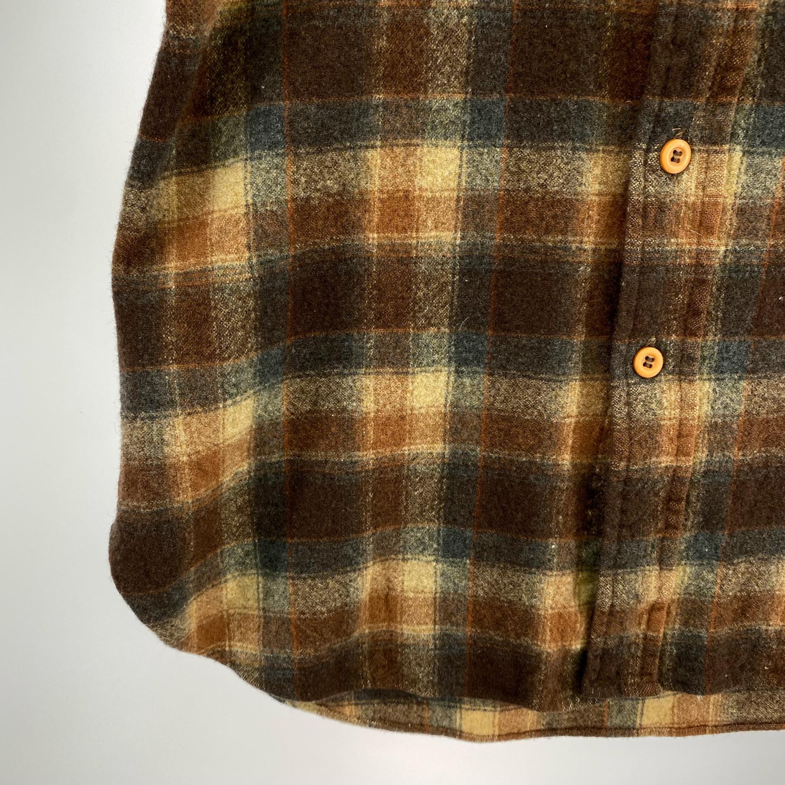 長袖シャツ 70s PENDLETON チェック ボードシャツ 茶 (M) M ブラウン