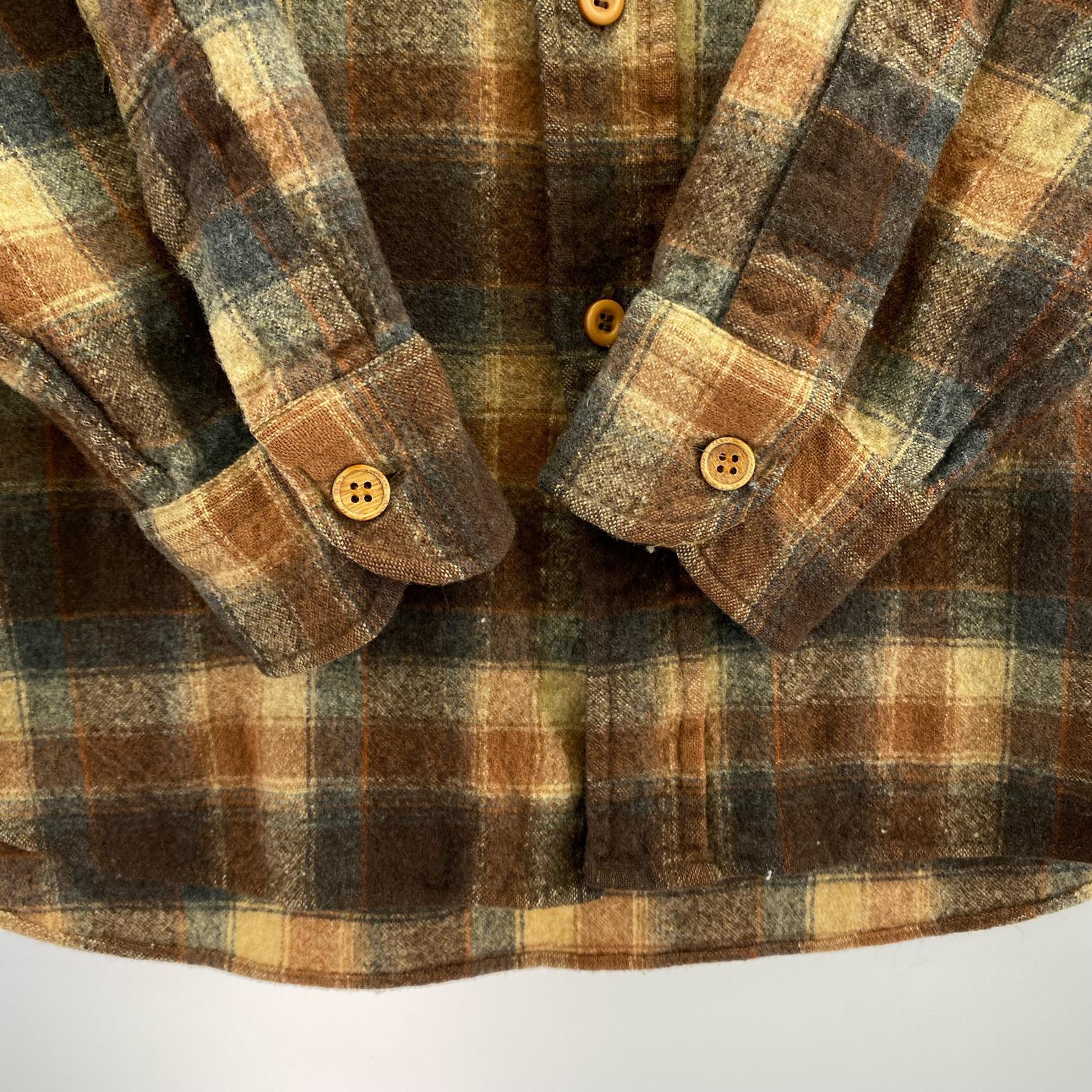 長袖シャツ 70s PENDLETON チェック ボードシャツ 茶 (M) M ブラウン