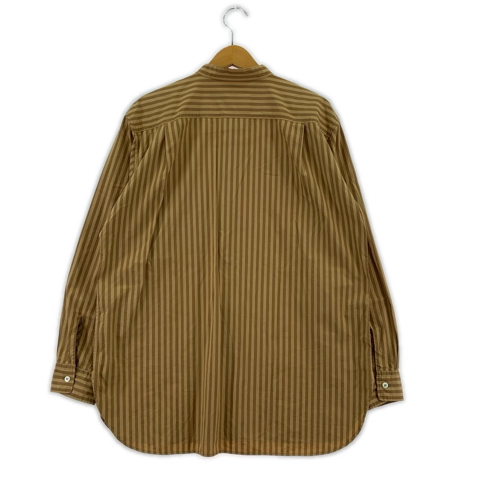 長袖シャツ cristaseya バンドカラーストライプシャツ M ベージュ系 M