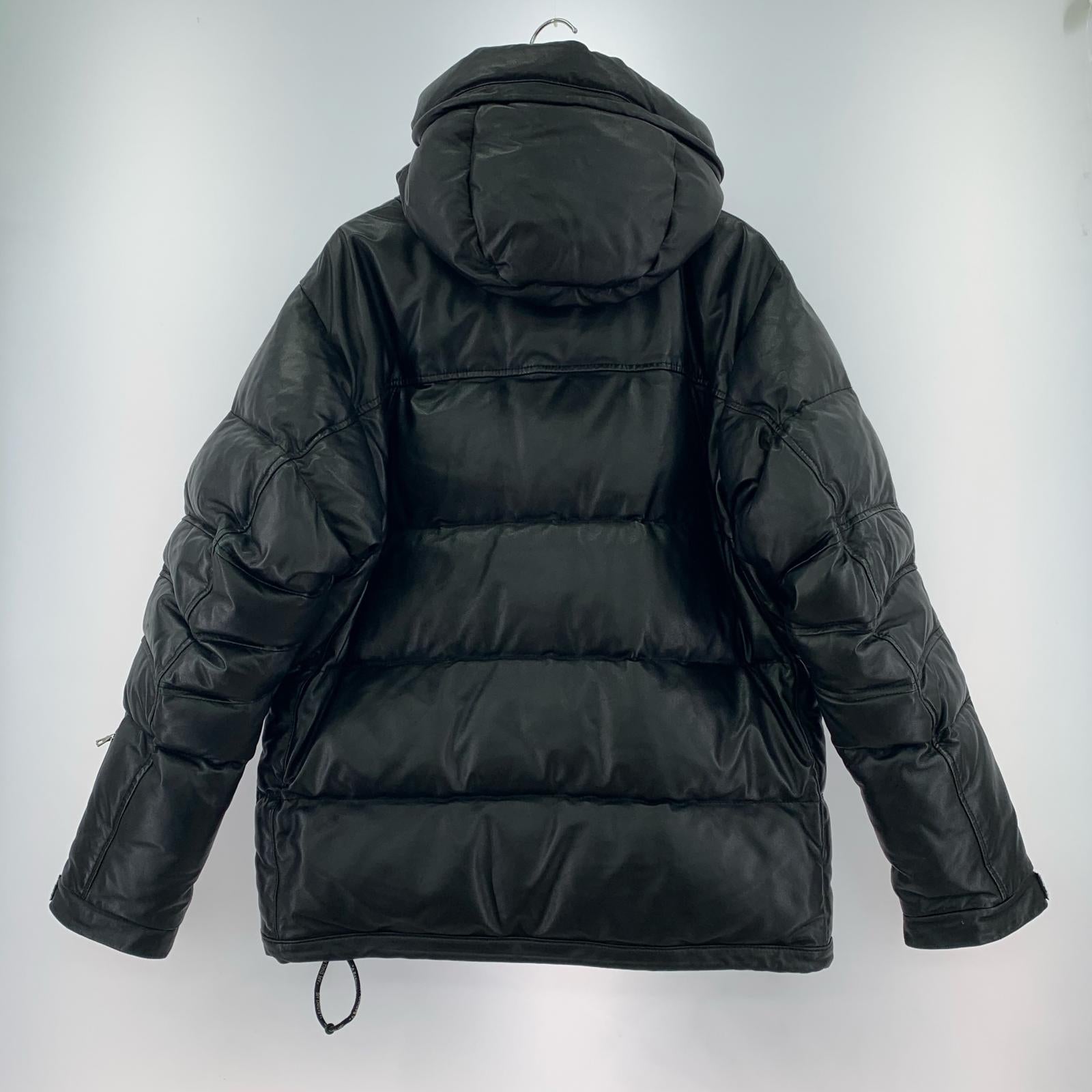 ダウンジャケット A BATHING APE 01AW 青山限定 シープスキン フーデットレザーダウンジャケット M 黒 M ブラック