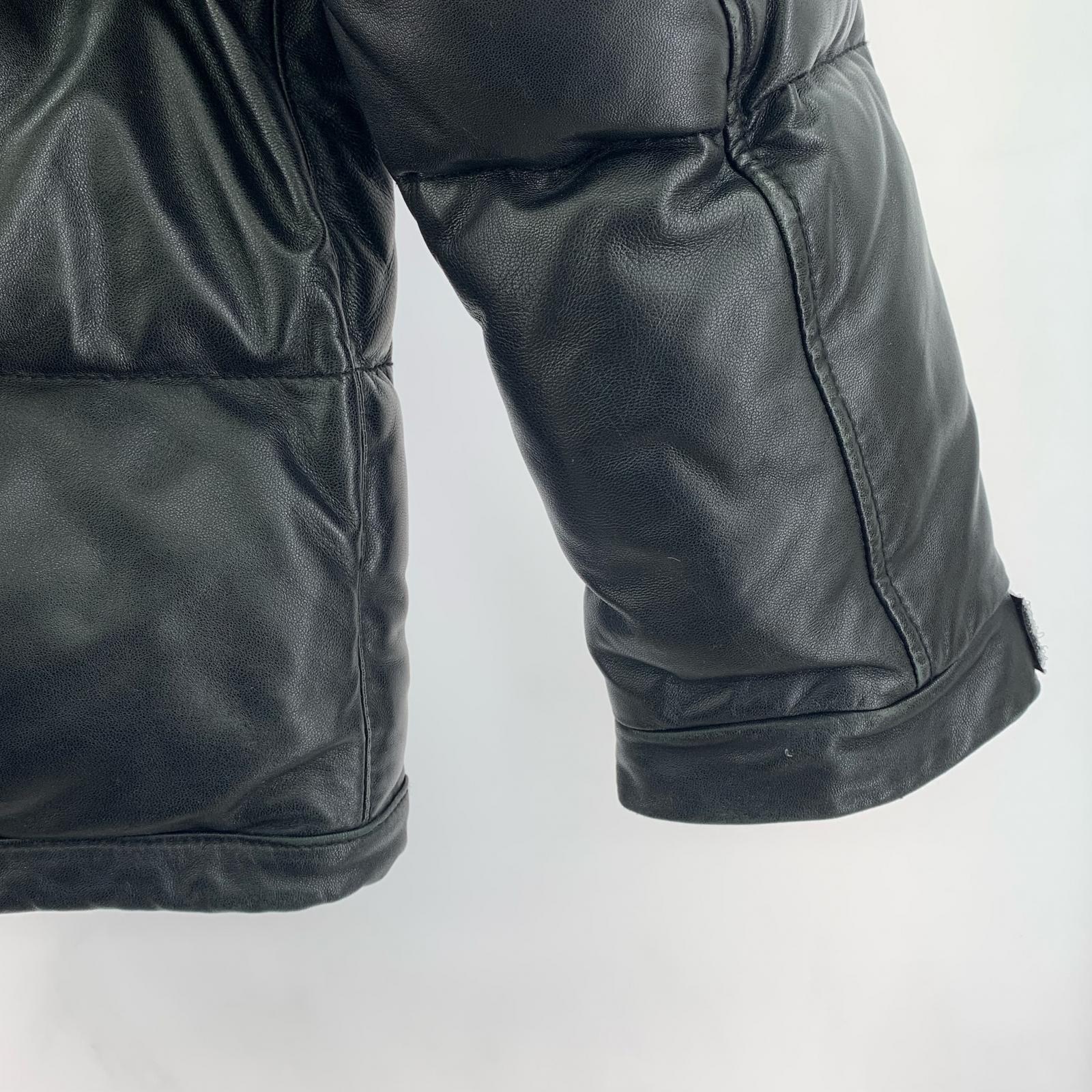 ダウンジャケット A BATHING APE 01AW 青山限定 シープスキン フーデットレザーダウンジャケット M 黒 M ブラック