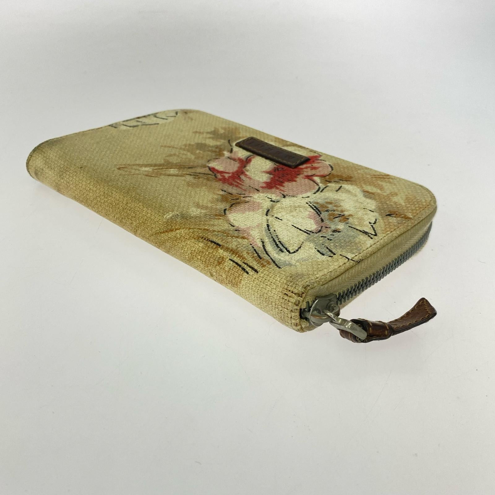 長財布 花柄 ラウンドジップ財布 ベージュ