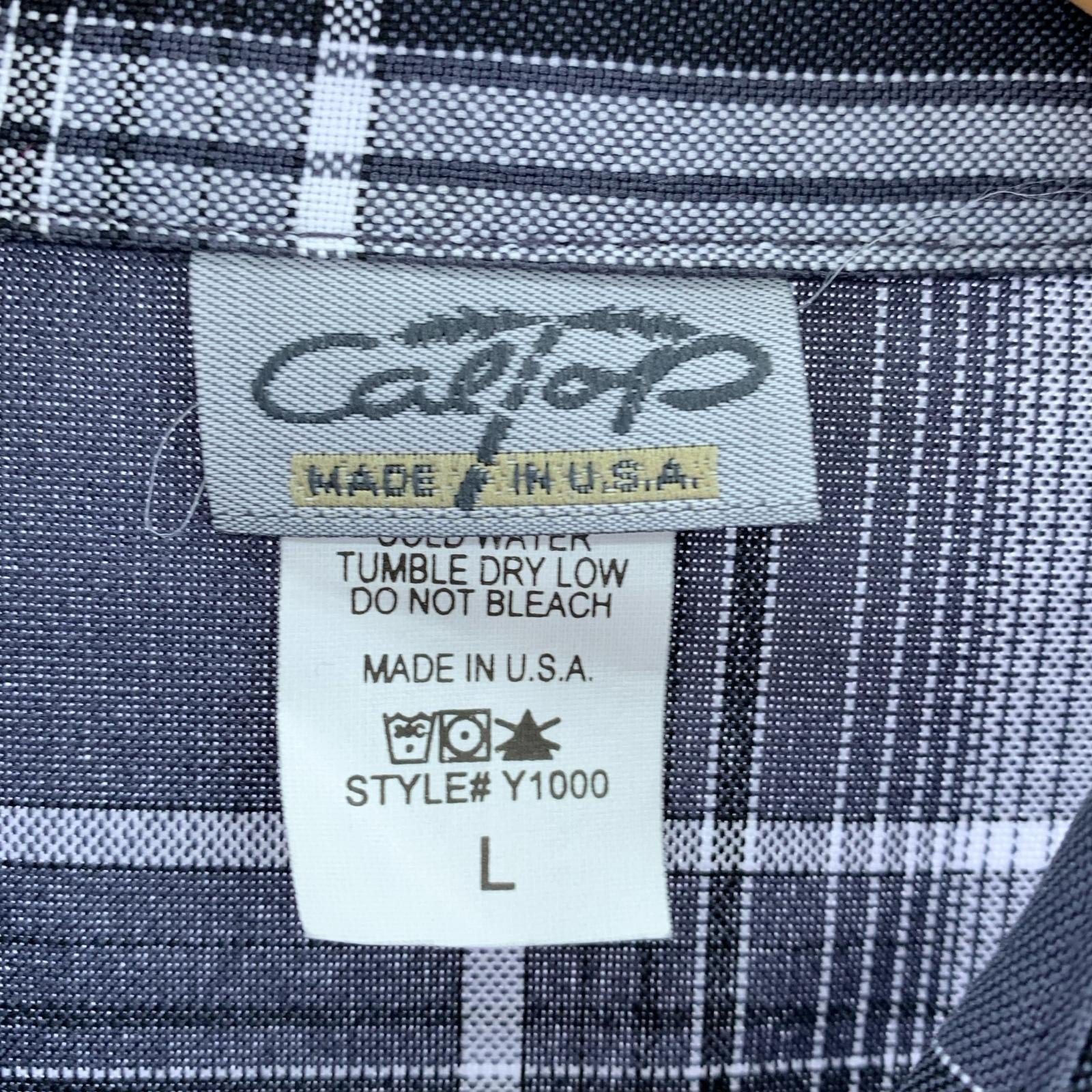 長袖シャツ Caltop USA製 チェックシャツ L グレー