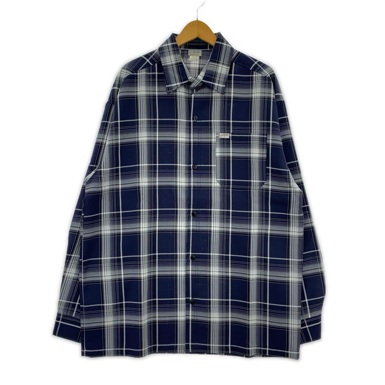 長袖シャツ Caltop USA製 チェックシャツ L ネイビー