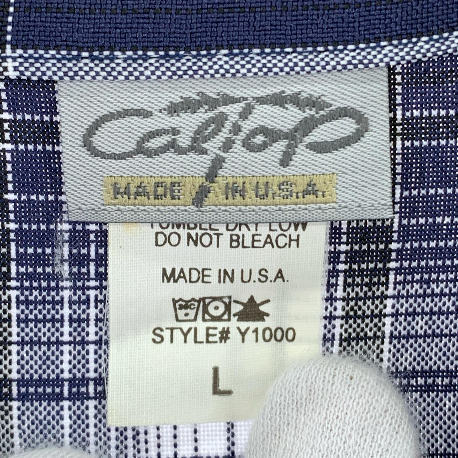 長袖シャツ Caltop USA製 チェックシャツ L ネイビー