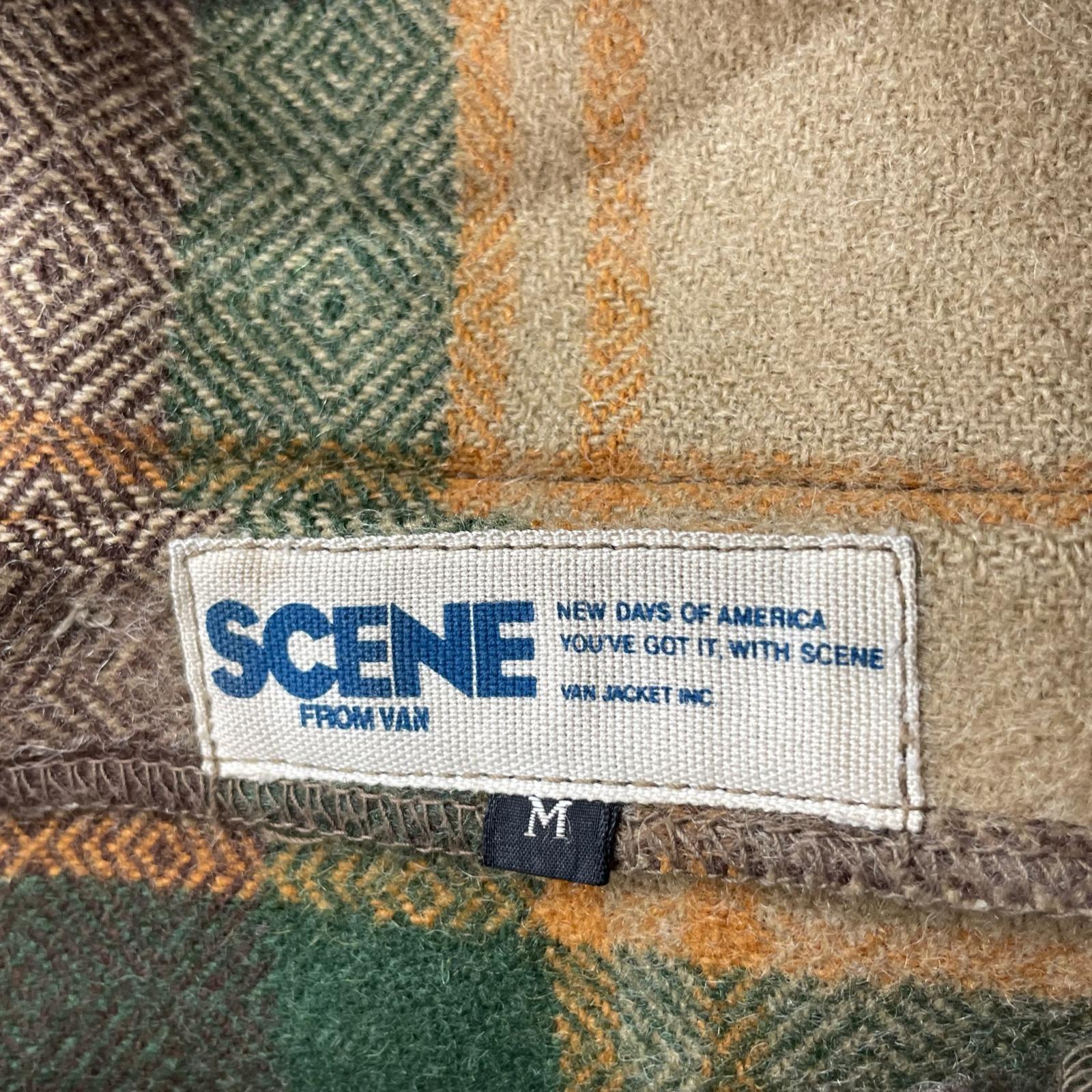 長袖シャツ SCENE VAN CPO チェック ブラウン ブラウン
