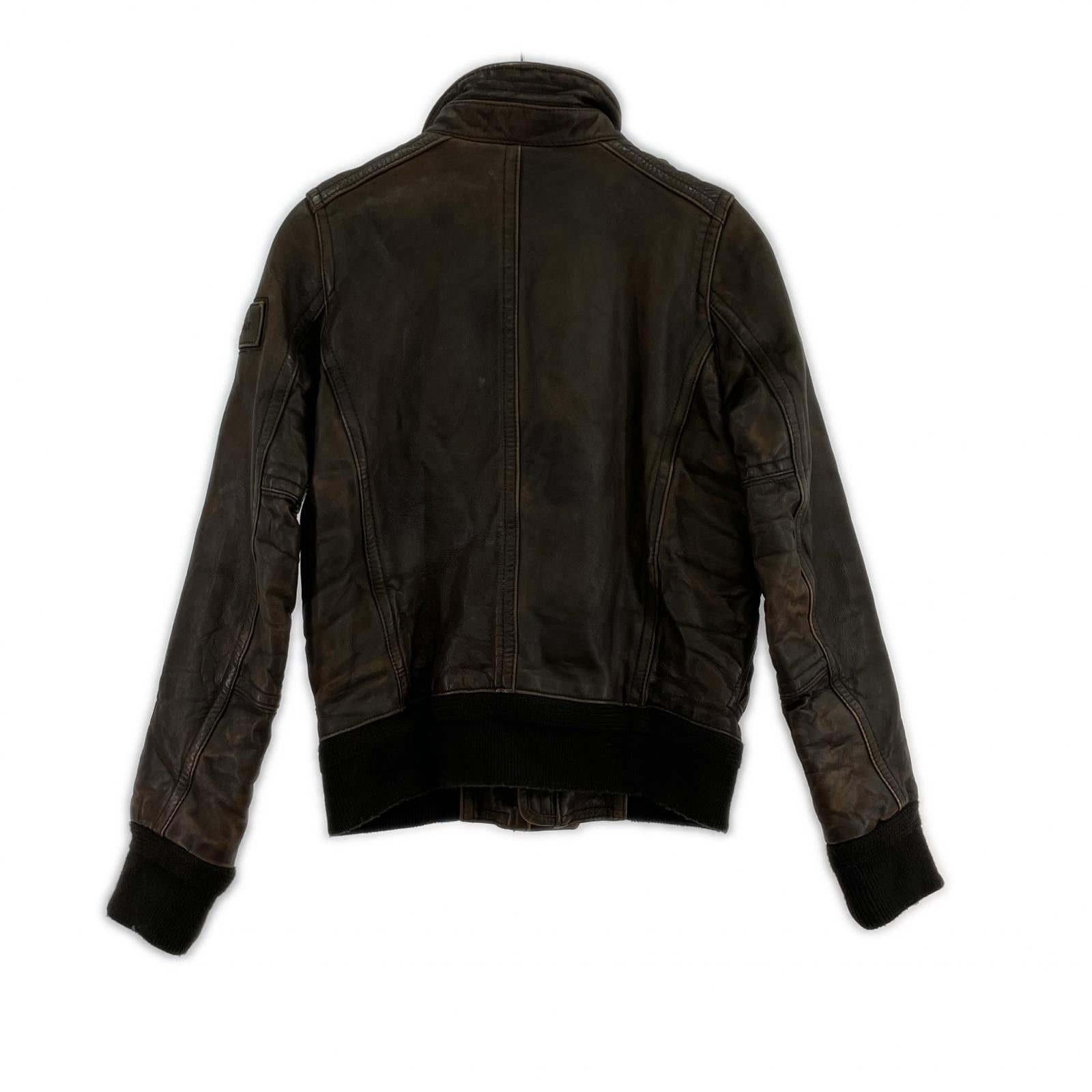 レザージャケット rollins jacket レザーフライトジャケット BRW L ブラウン