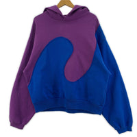 パーカー ERL Spiral Hoodie バイカラー スパイラルパーカー S 紫×青 S