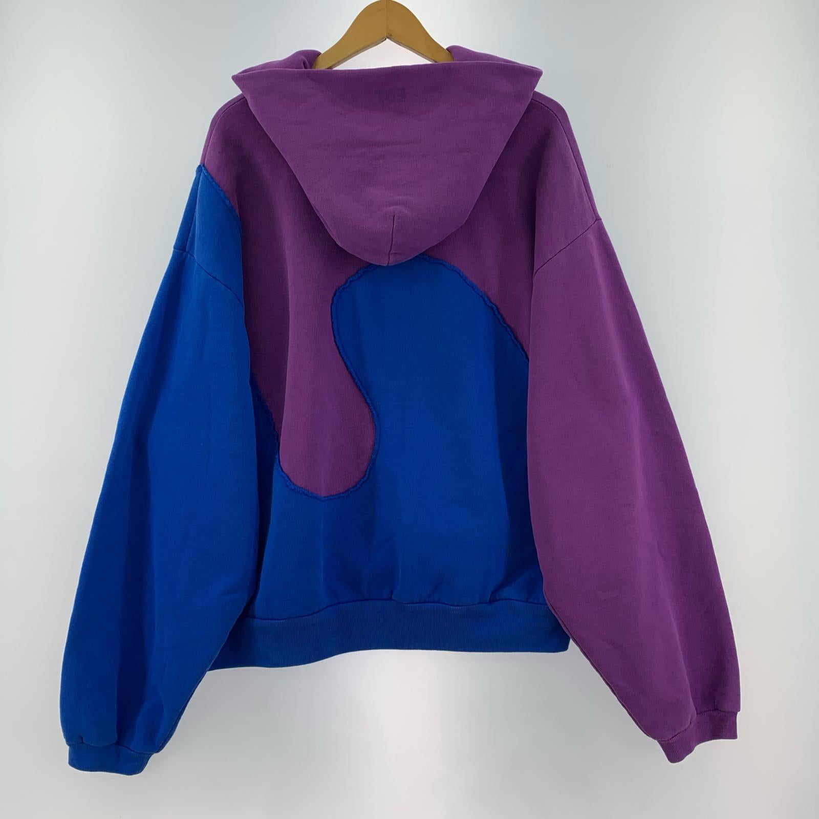 パーカー ERL Spiral Hoodie バイカラー スパイラルパーカー S 紫×青 S