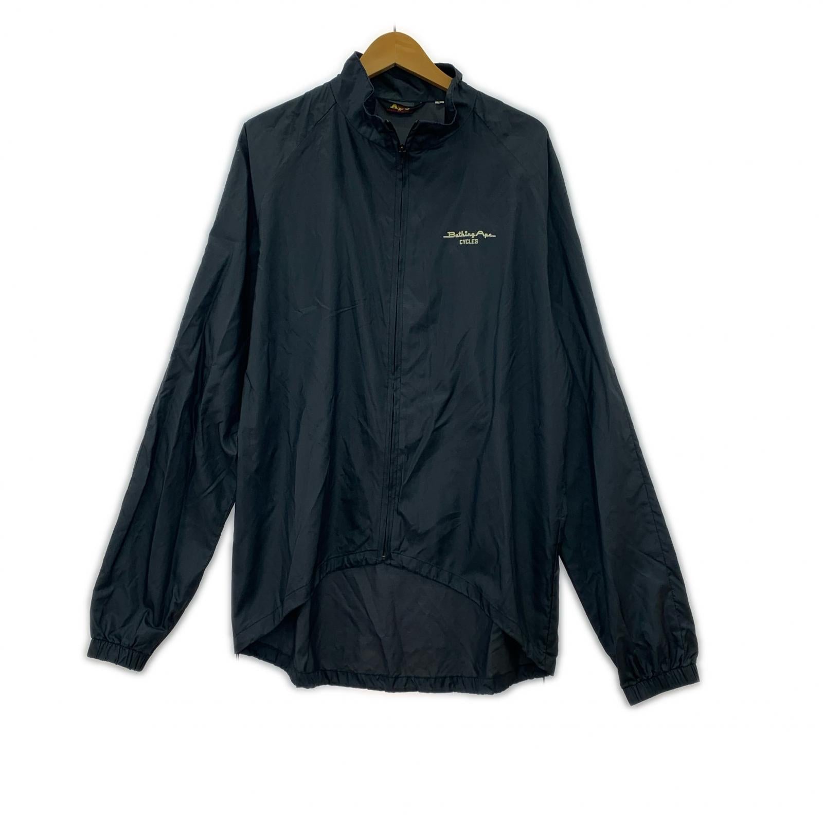 ジャケット 90s A BATHING APE 三角黒タグ ナイロンサイクルジャケット L 黒 L ブラック