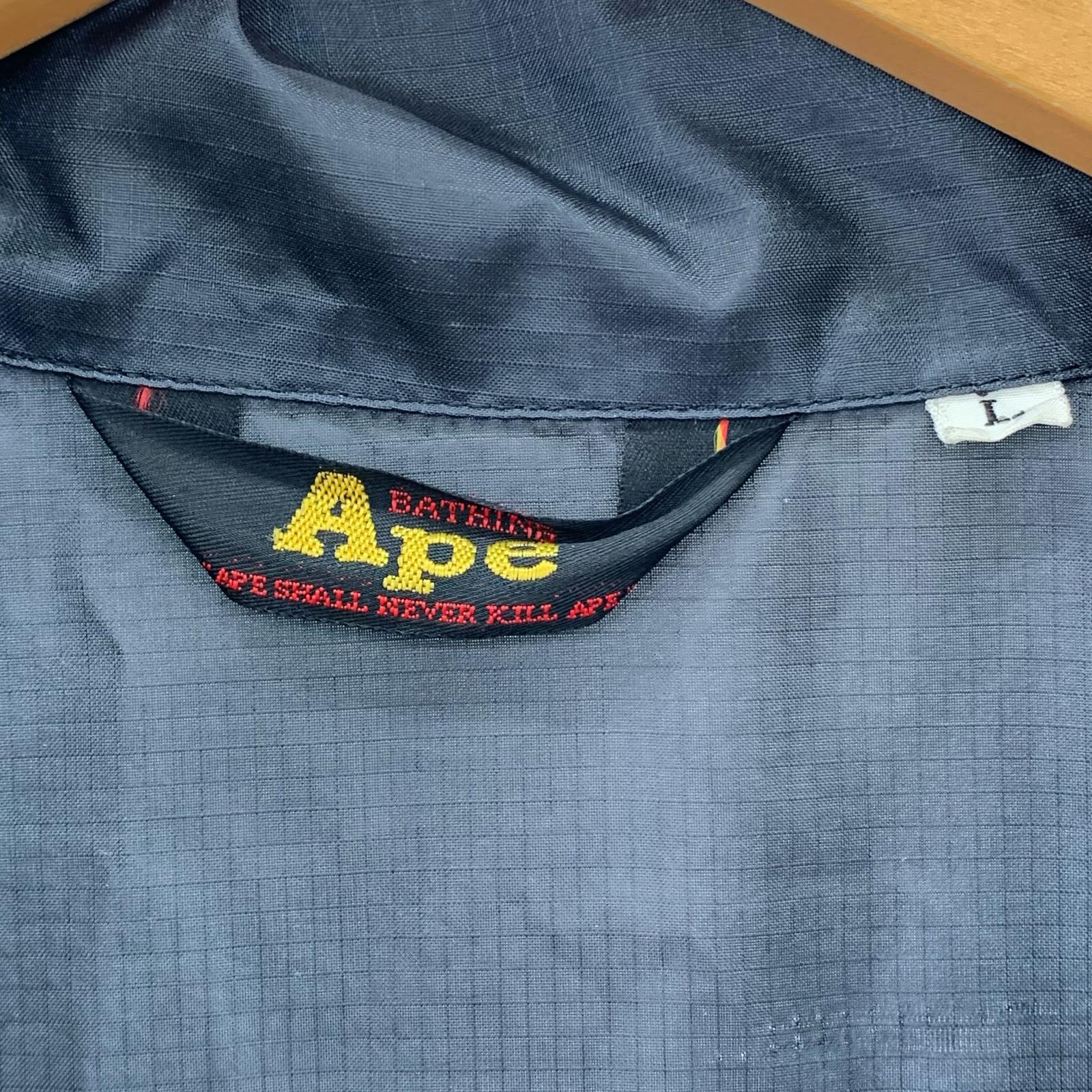 ジャケット 90s A BATHING APE 三角黒タグ ナイロンサイクルジャケット L 黒 L ブラック