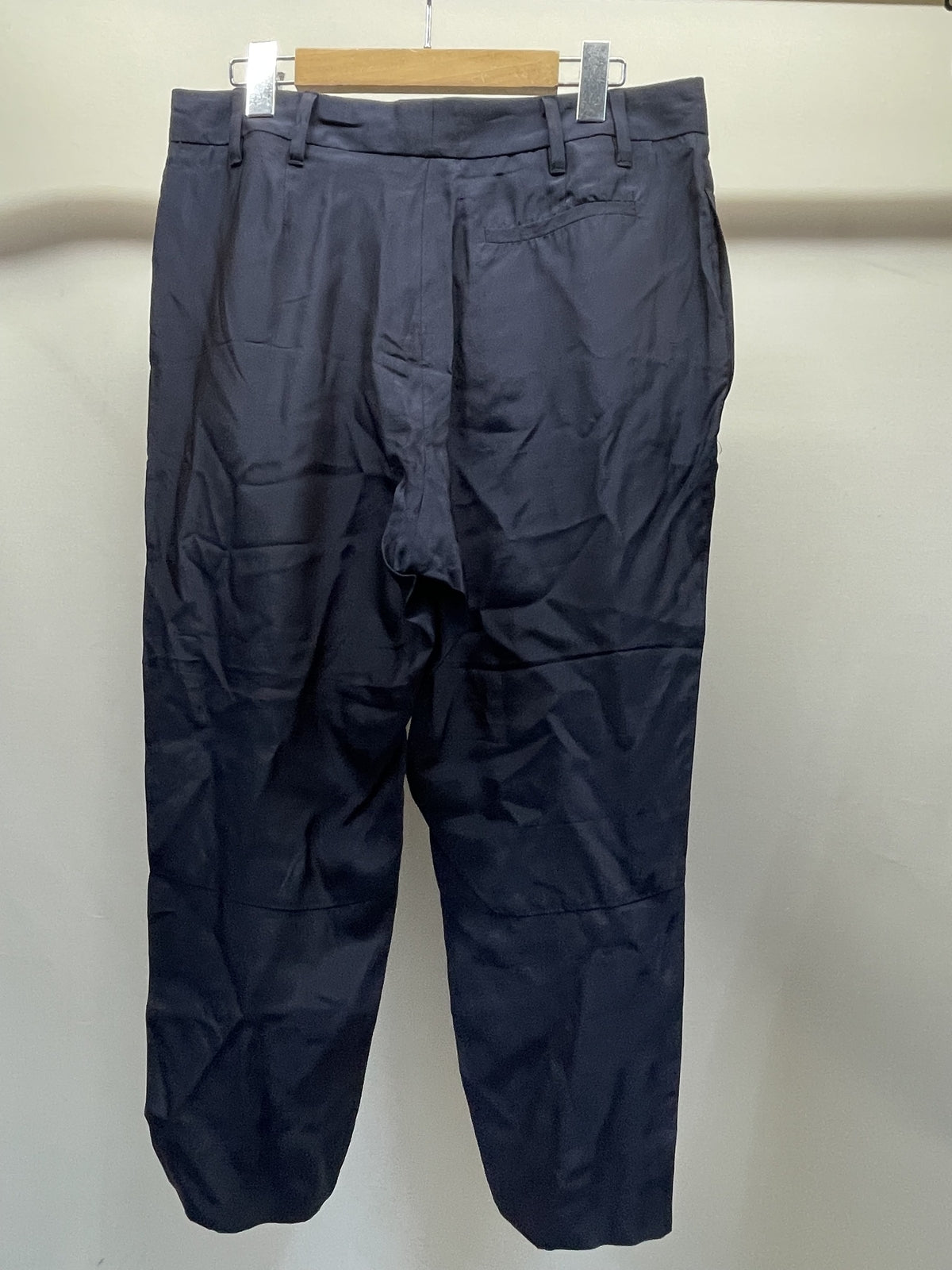 00s miumiu 2007 ビスコース×キュプラ アンクルスラックス 38S 紺
