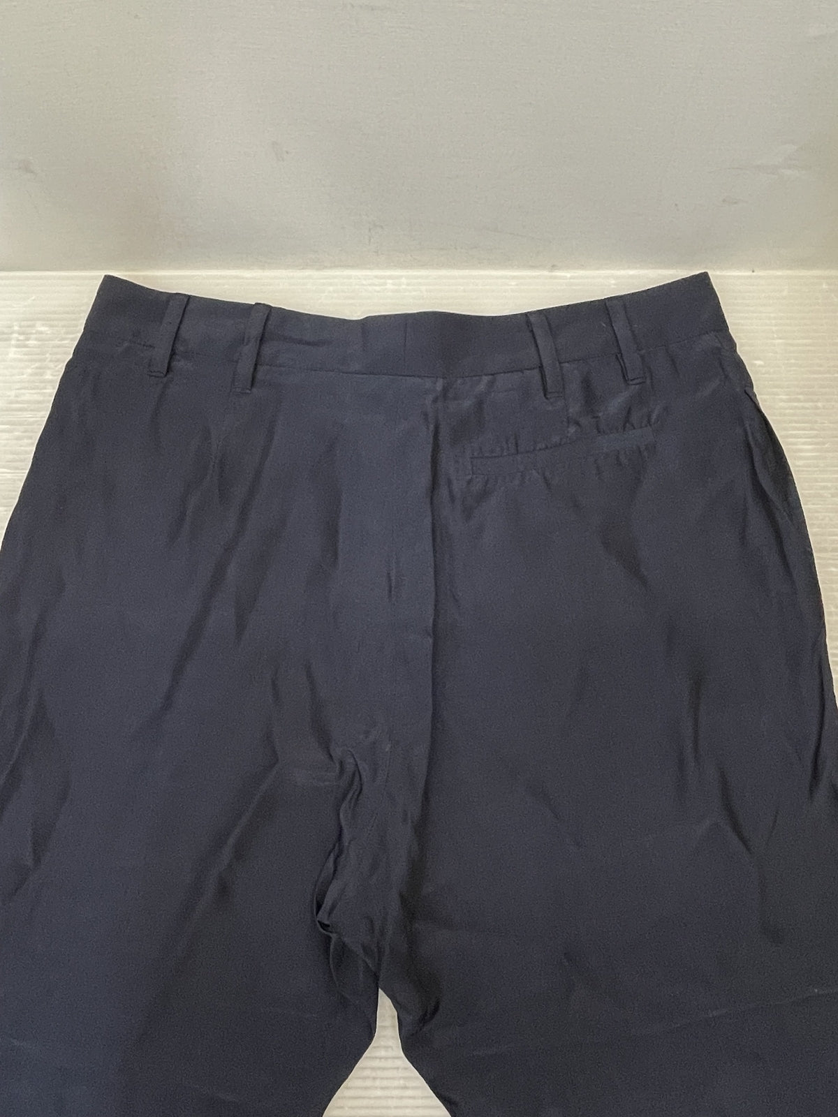 00s miumiu 2007 ビスコース×キュプラ アンクルスラックス 38S 紺