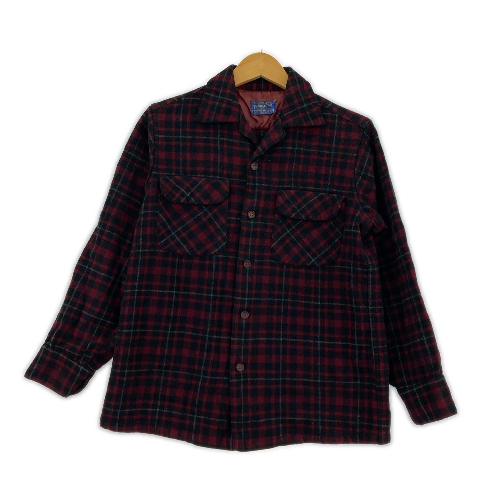 長袖シャツ 50s ウールチェックシャツ レッド(S) S