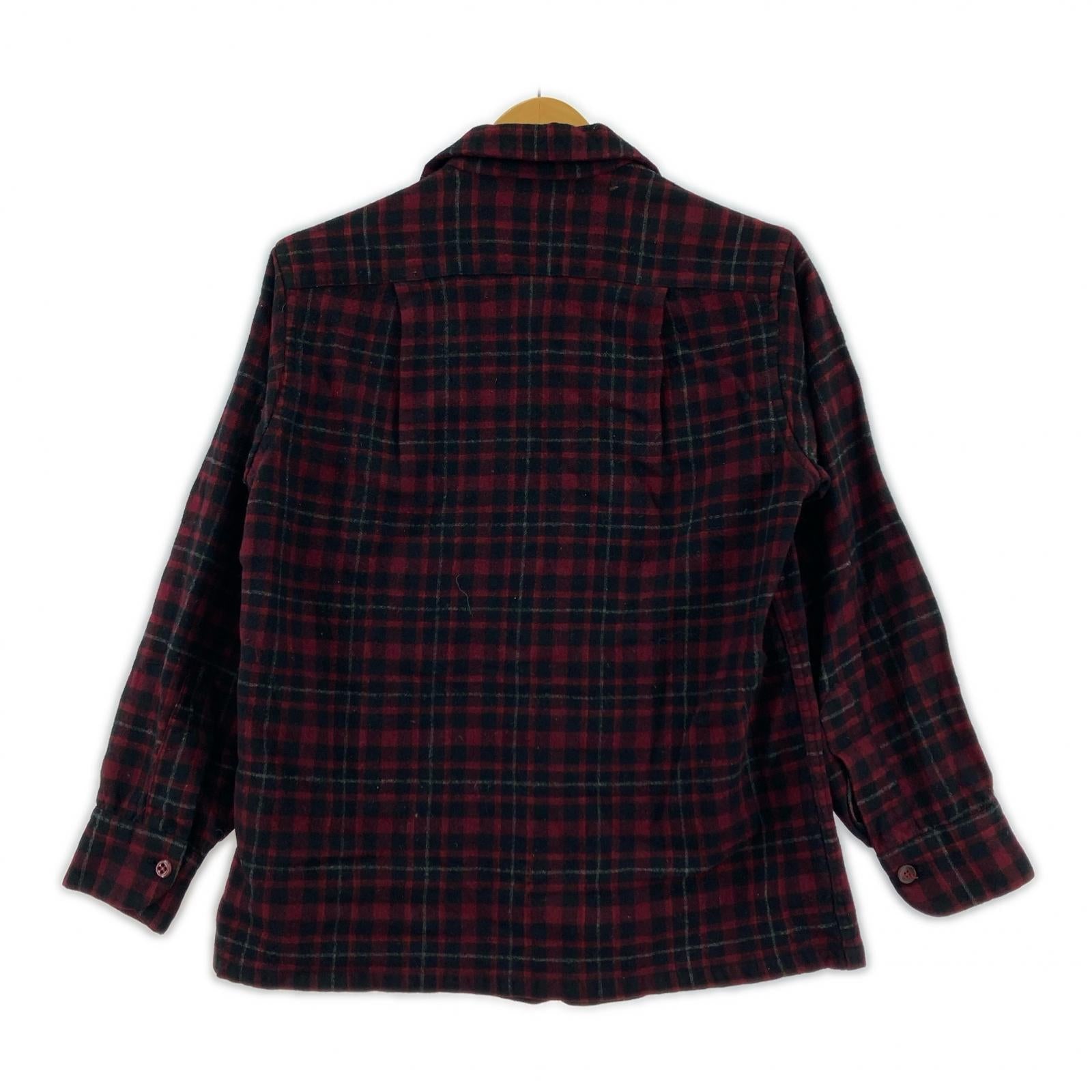 長袖シャツ 50s ウールチェックシャツ レッド(S) S
