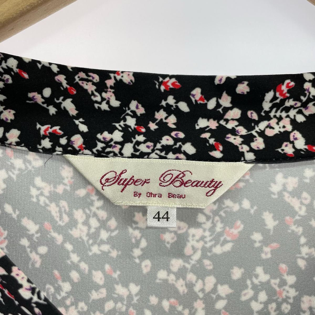 ワンピース super beauty レーヨン花柄ワンピース 44 ブラック