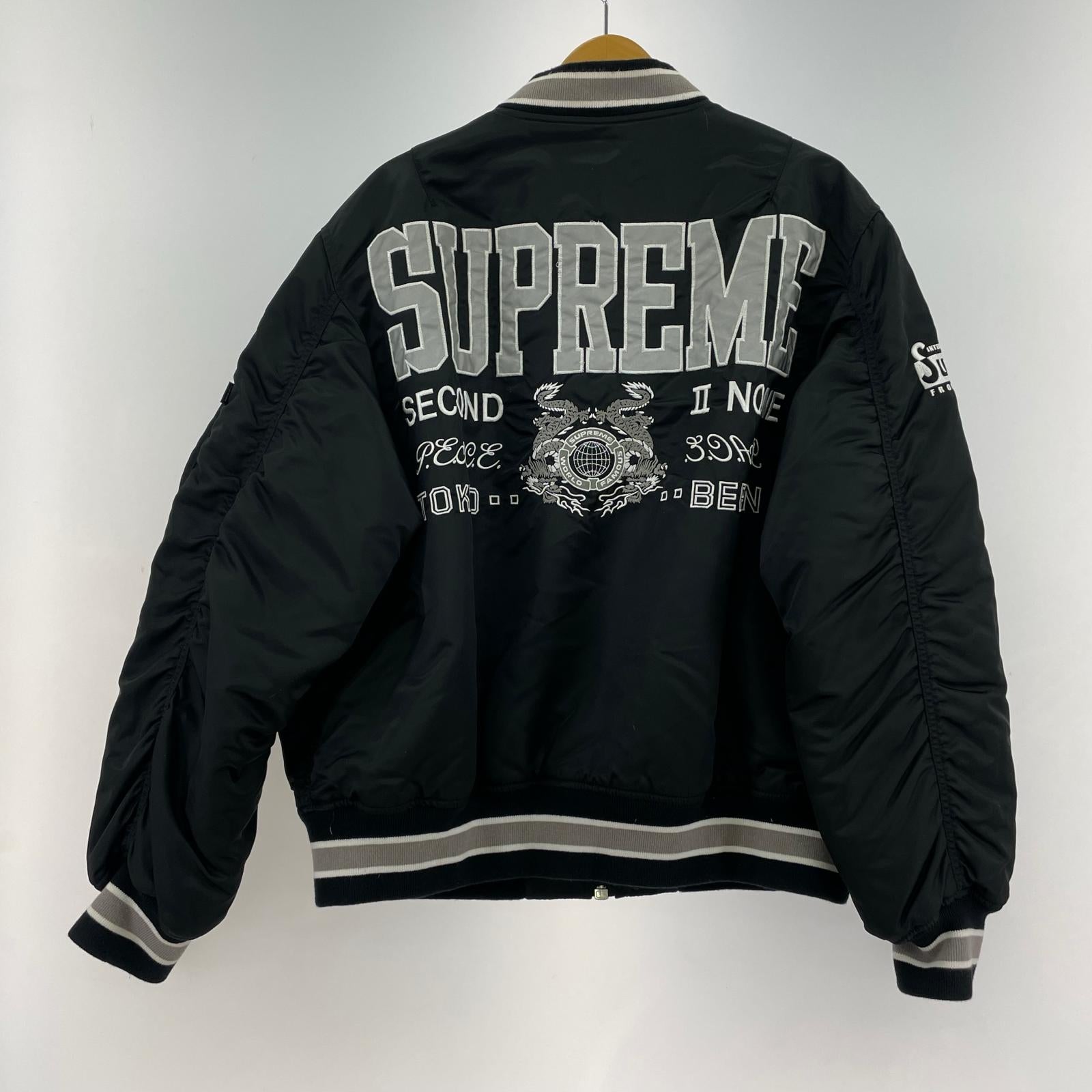 ジャケット supreme second to none MA-1 L L ブラック