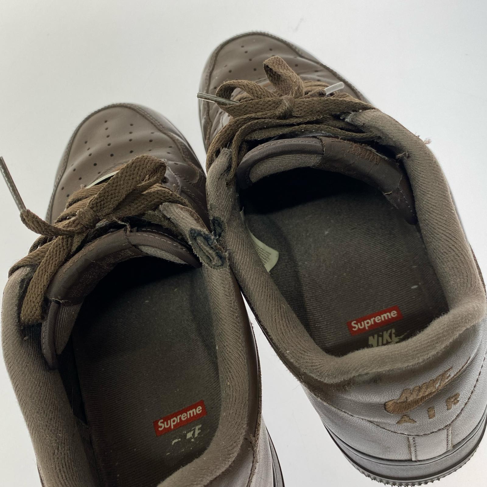 スニーカー ×Supreme AIR FORCE1 ローカットスニーカー 茶 28.5cm (US10 1/2 UK10 EU47) ブラウン