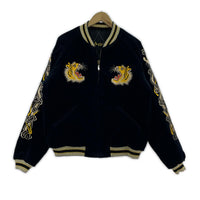 ジャケット リバーシブルスカジャン 虎&日本地図 (XL) 黒 ブラック