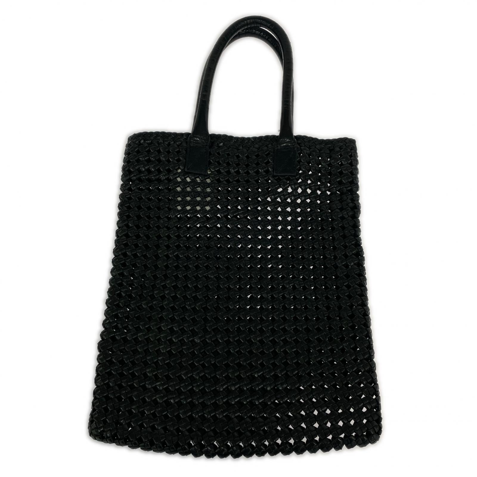 トートバッグ ヤギ革 メッシュトートバッグ 黒 ブラック