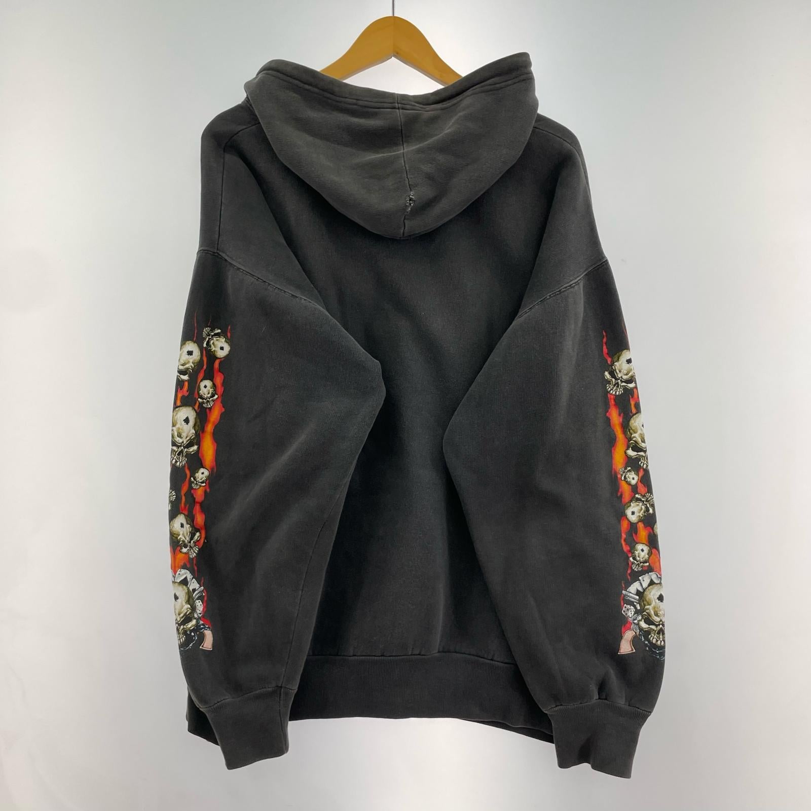 パーカー JON LAUREN スカルプリントフーディー ブラック