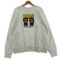 スウェット 90s~ A BATHING APE 白タグ 2猿 プリントスウェット L ホワイト L ホワイト