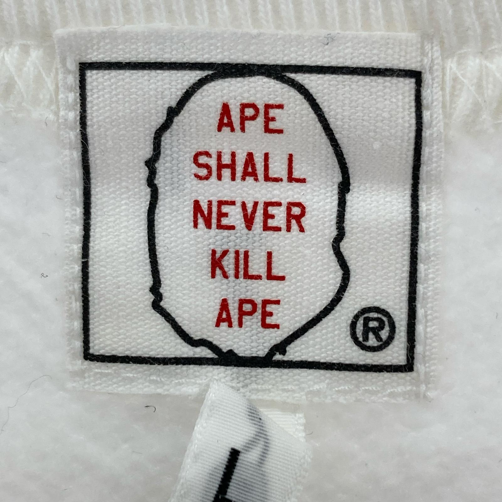 スウェット 90s~ A BATHING APE 白タグ 2猿 プリントスウェット L ホワイト L ホワイト