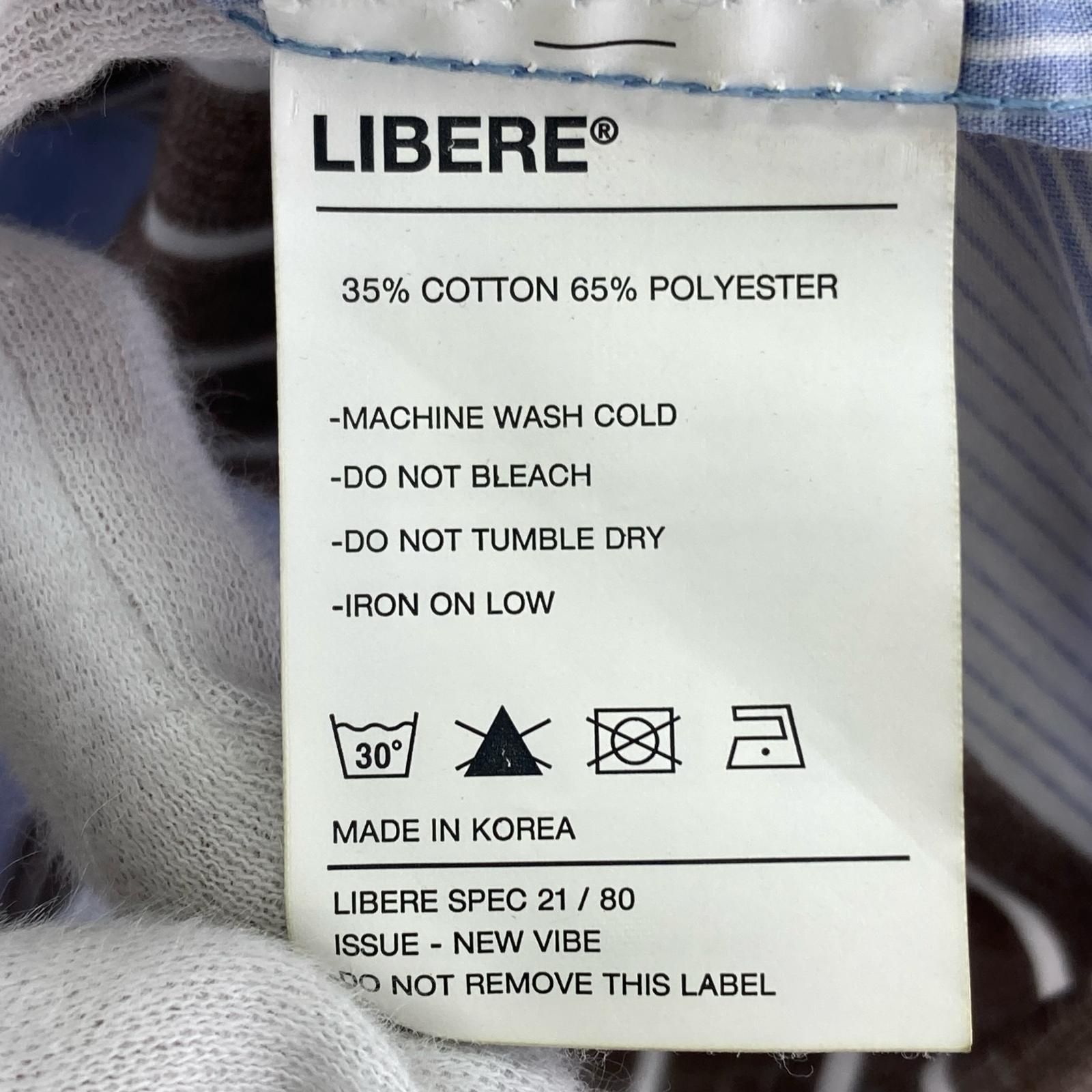 長袖シャツ LIBERE ストライプ 青白茶 (M) M