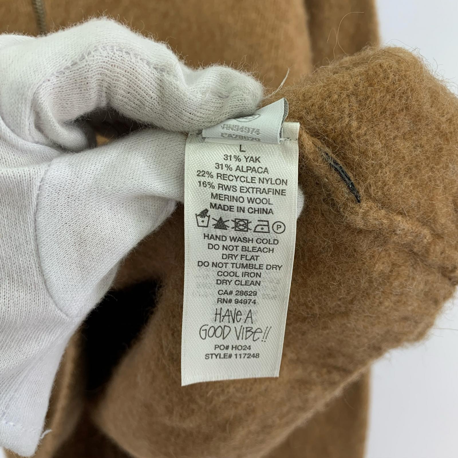 ジャケット FULL ZIP BRUSHED MERINO SWEATER L ブラウン