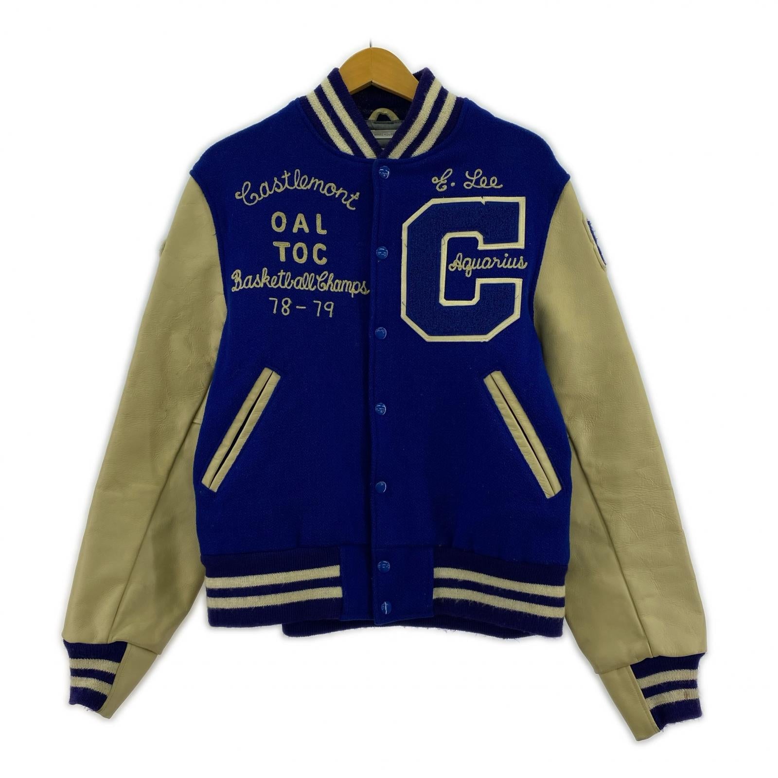 ジャケット ×GOLDEN BEAR スタジャン 青 (M) M ブルー
