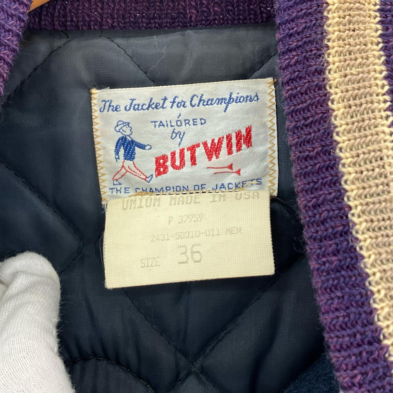 ジャケット 80s BUTWIN スタジャン 紺 (36) 36 ブラック