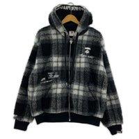 ジャケット A BATHING APE ZIP UP SWEATER フリースジャケット AAPSWM3830XXH タータンチェック (S) S ブラック