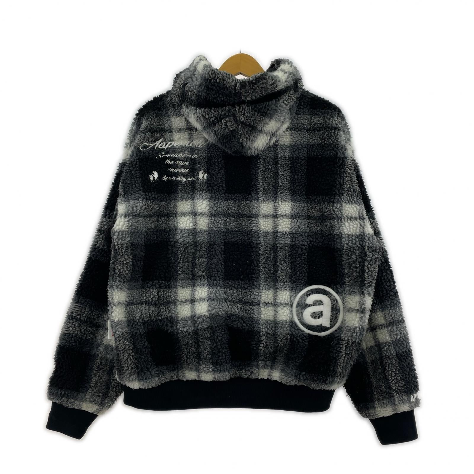 ジャケット A BATHING APE ZIP UP SWEATER フリースジャケット AAPSWM3830XXH タータンチェック (S) S ブラック