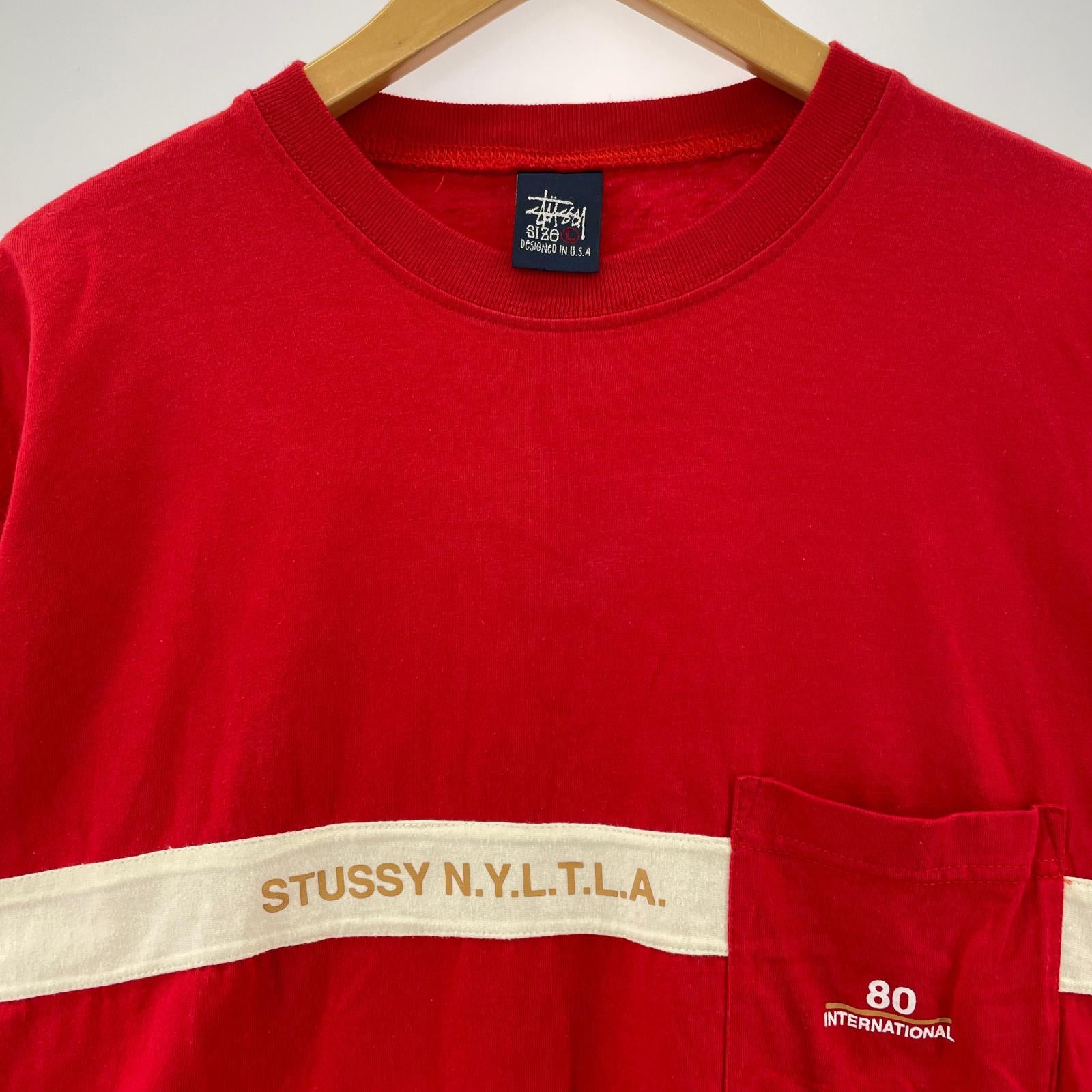 半袖Tシャツ 90s プリントS/Sカットソー 赤 L レッド
