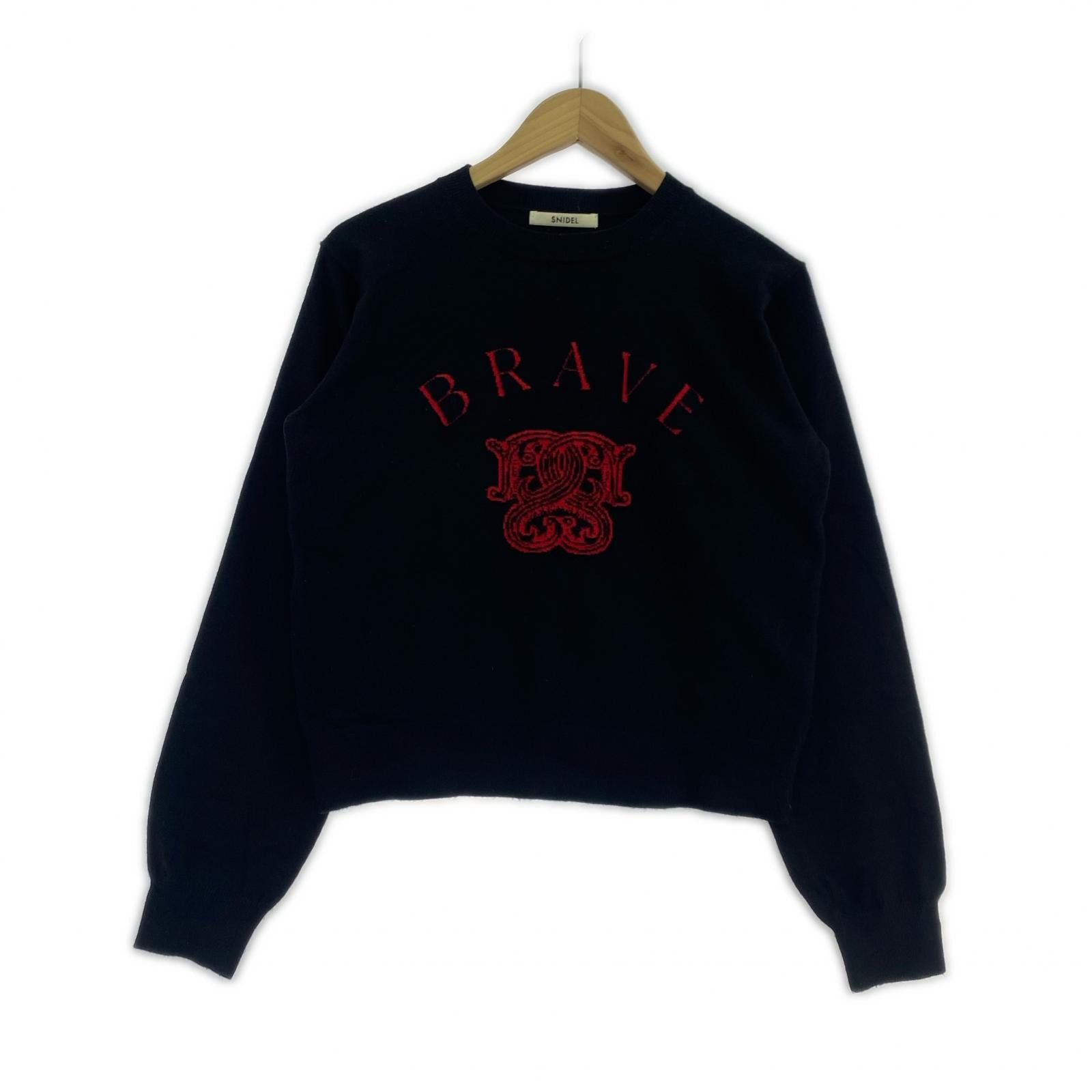 ニット Sustainableモチーフセーター BLK ブラック