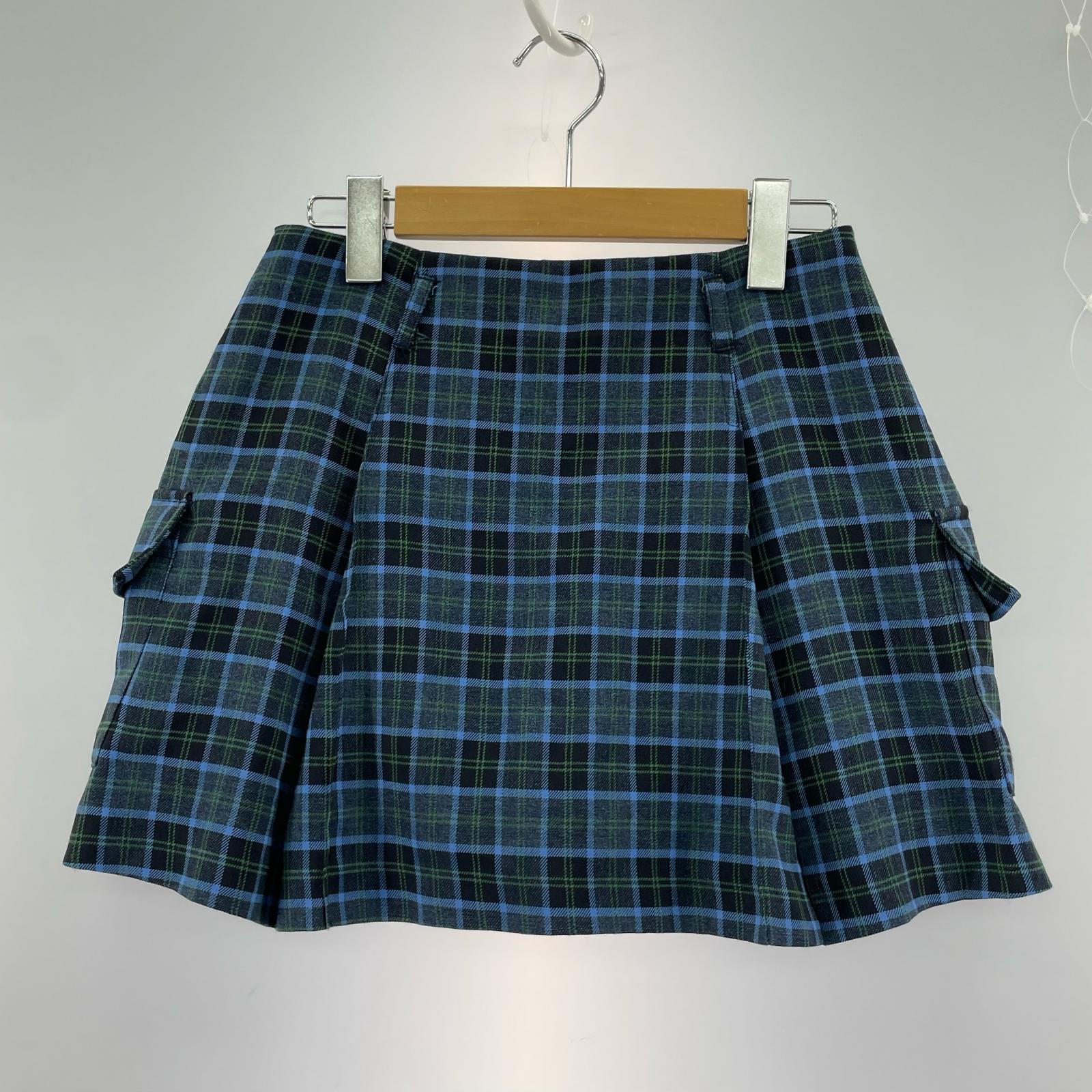ショートパンツ ボックスプリーツスカショ チェック 1 BLU
