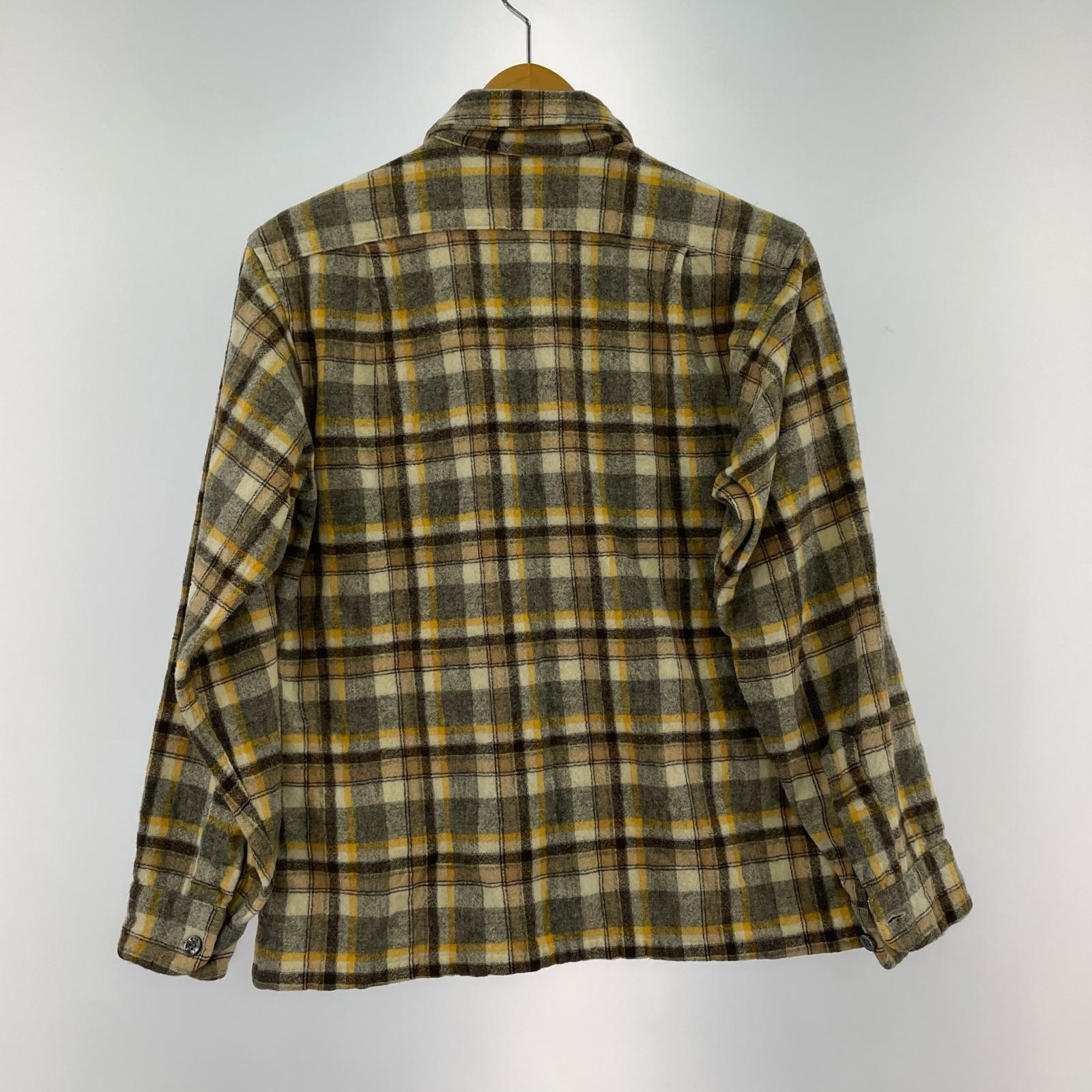 長袖シャツ 70s チェックボードシャツ YEL (M) M ベージュ