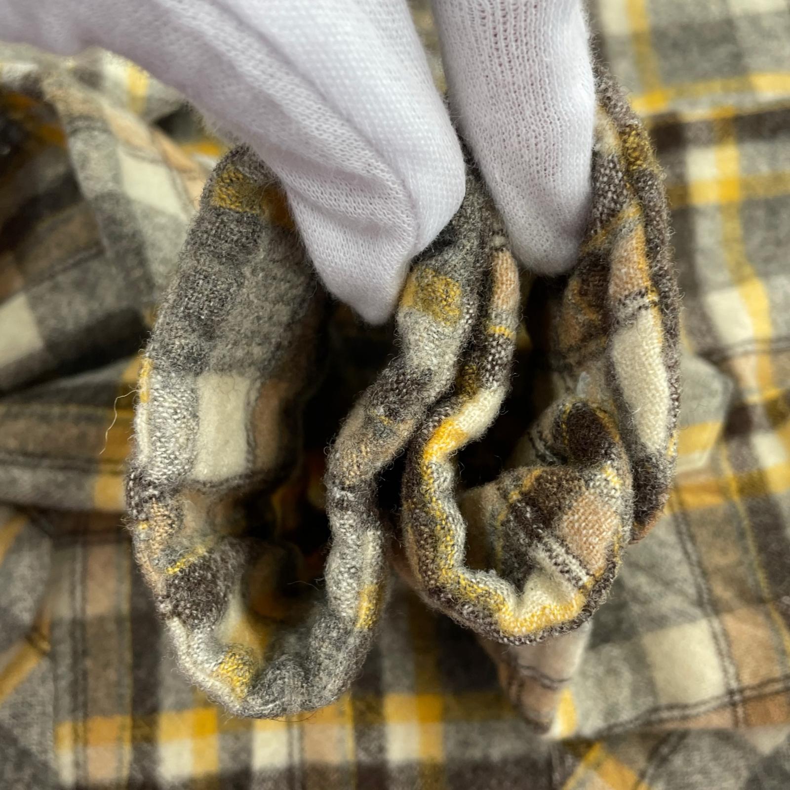 長袖シャツ 70s チェックボードシャツ YEL (M) M ベージュ