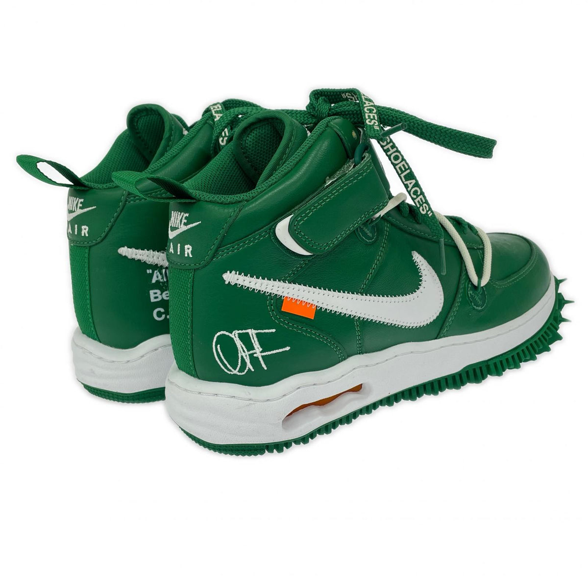 スニーカー Off-White×NIKE AIR FORCE 1 MID SP LTHR 27.5cm (US9 1/2 UK9 EU45) グリーン