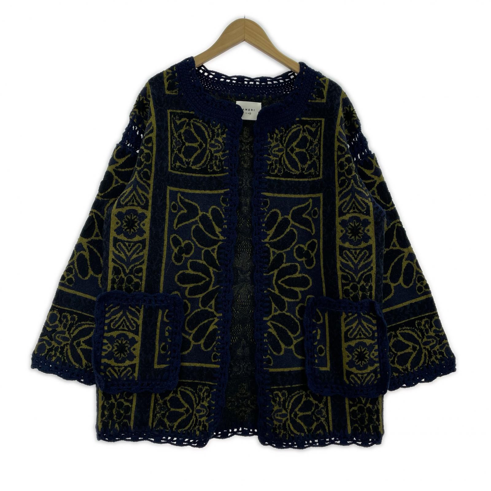 ジャケット RUG PATTERN KNIT JACKET ネイビー